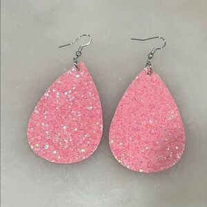 Sparkling Pink Teardrop Earrings
